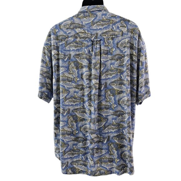 Columbia Fish Graphic Men’s Size Medium Outdoor Short Sleeve Button Down Shirt - Picture 2 of 16